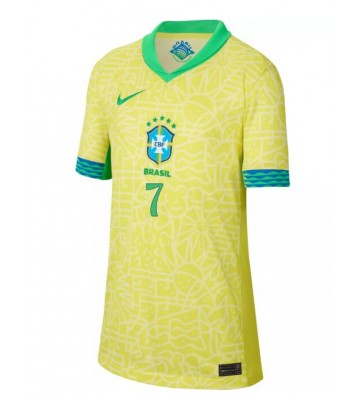 Brasilien Vinicius Junior #7 Hjemmebanetrøje Dame Copa America 2024 Kortærmet
